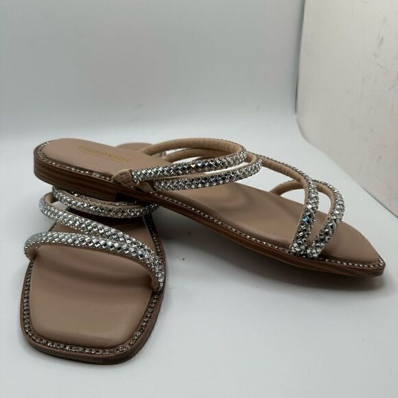 CUSHIONAIRE Women's rhinestone slide sandal +Memory Foam 8.5 WIDE SILVER - Picture 6 of 7